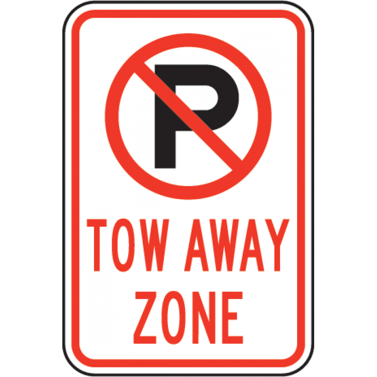 No Parking Tow Away Zone with Symbol Sign